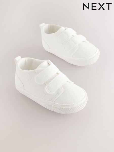 White Baby Two Strap Trainers (0-24mths) (N56413) | £7
