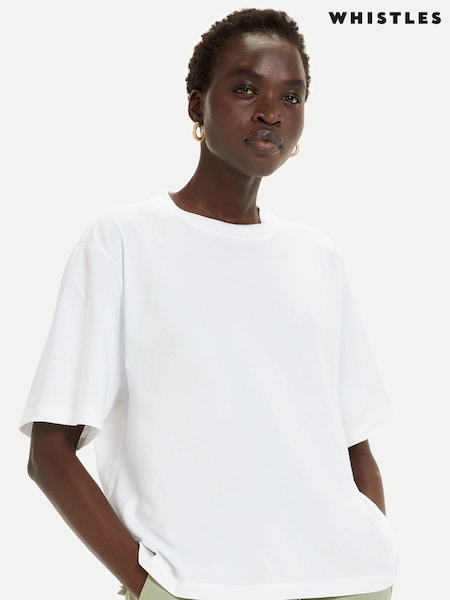 Whistles White Boyfriend Oversized 100% Cotton T-Shirt (N56746) | £45