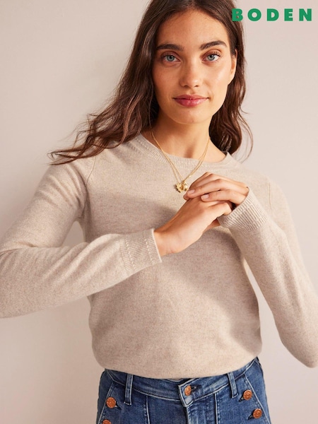 Boden Natural Eva Cashmere Crew Neck Jumper (N57173) | £130