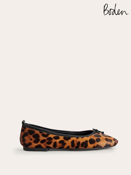 Boden Brown/Gold Kitty Flexi Sole Ballet Pumps (N57254) | £98