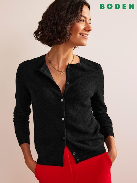 Boden Black Eva Cashmere Crew Cardigan (N57263) | £140