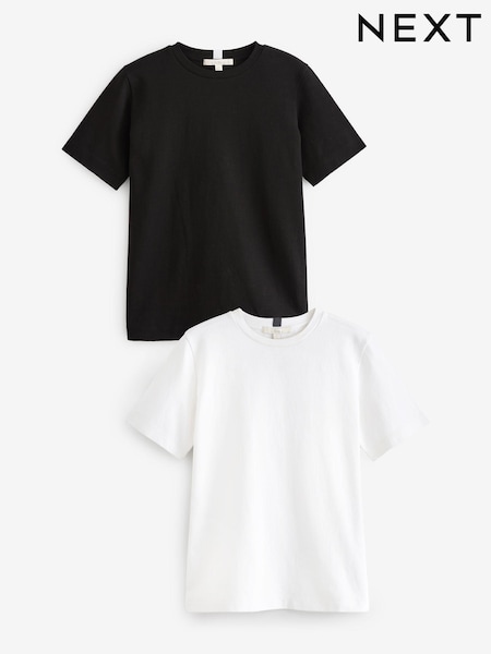 Black/White Short Sleeve Heavyweight T-Shirts 2 Pack (N57389) | £32