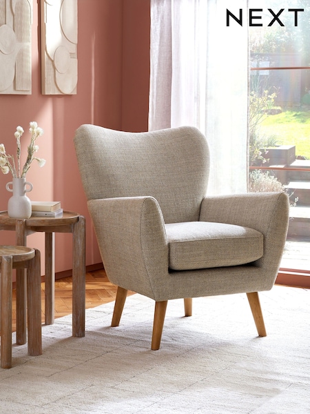 Chunky Weave Mid Natural Wilson II Highback Armchair (N57548) | £350