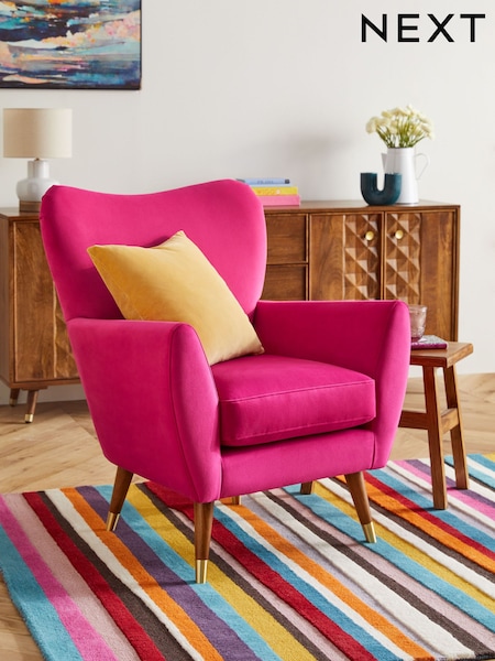Soft Velvet Fuchsia Pink Wilson II Highback Armchair (N57549) | £299