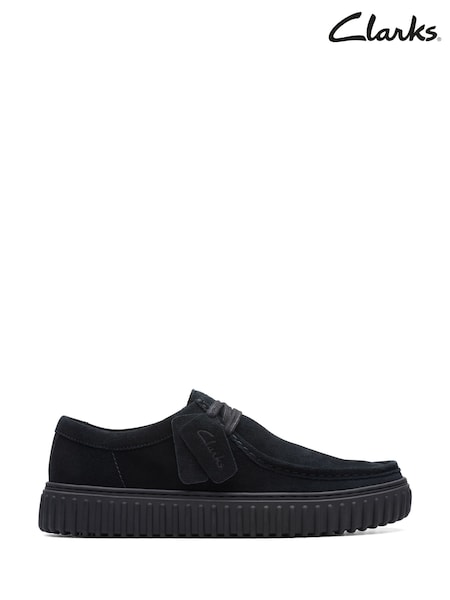 Clarks Black Suede Torhill Shoes (N57594) | £100