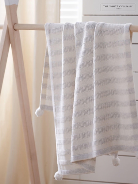 The White Company Stripe Cotton Cashmere Baby Blanket (N58584) | £60
