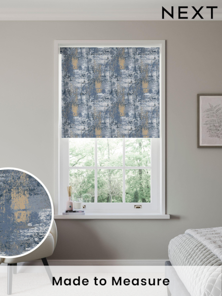 Blue Printed Texture Made to Measure Roller Blind (N58823) | £55