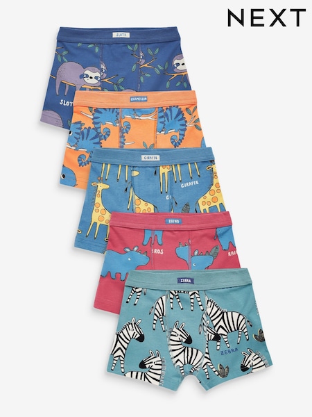 Safari Print Soft Waistband Trunks 5 Pack (1.5-16yrs) (N59108) | £14 - £15