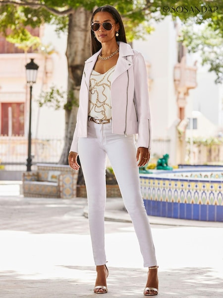 Sosandar Pink Biker Jacket (N59585) | £269
