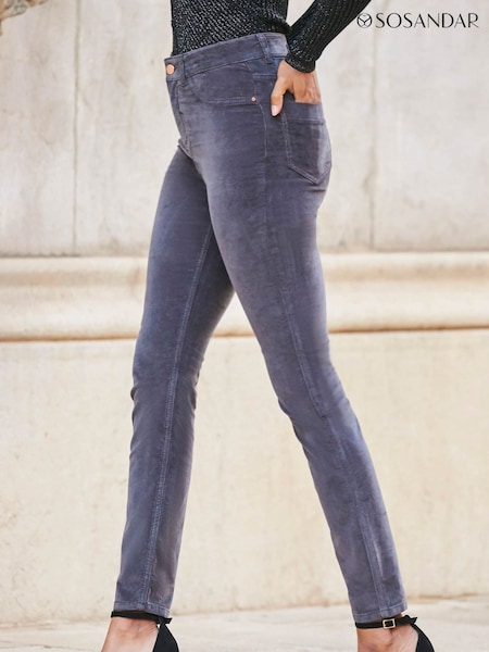 Sosandar Grey Tall Velvet Skinny Jeans (N62528) | £59