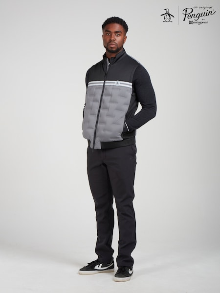 Original Penguin Golf Mens Insulated Mixed Media 80s Primalot Block Black Vest (N62808) | £119