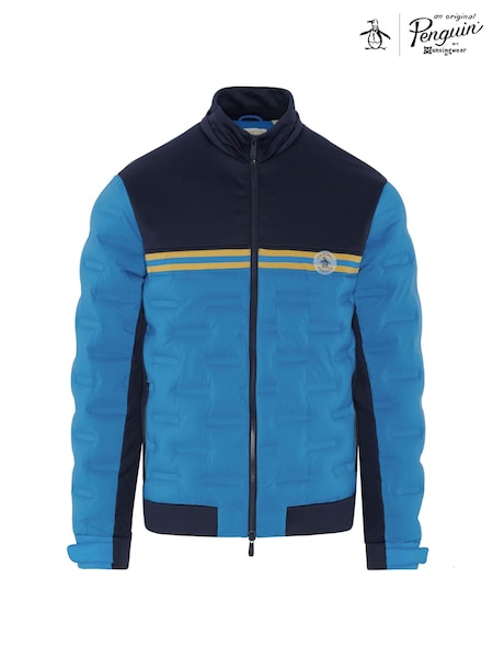 Original Penguin Golf Mens Blue Insulated Mixed Media 80s Primalot Bomber Jacket (N62809) | £139