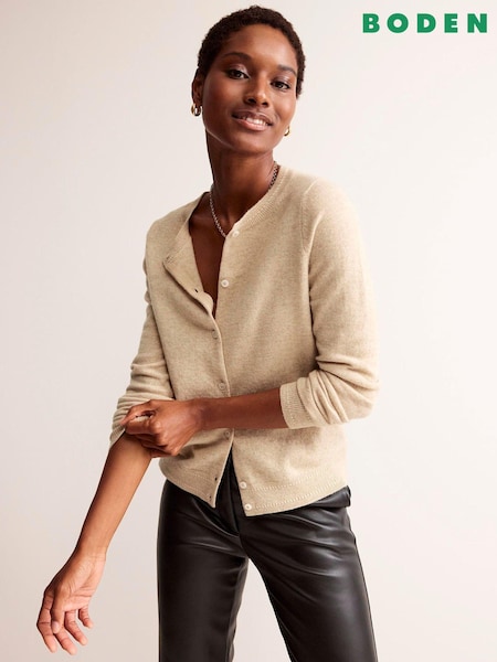 Boden Natural Eva Cashmere Crew Cardigan (N63309) | £140