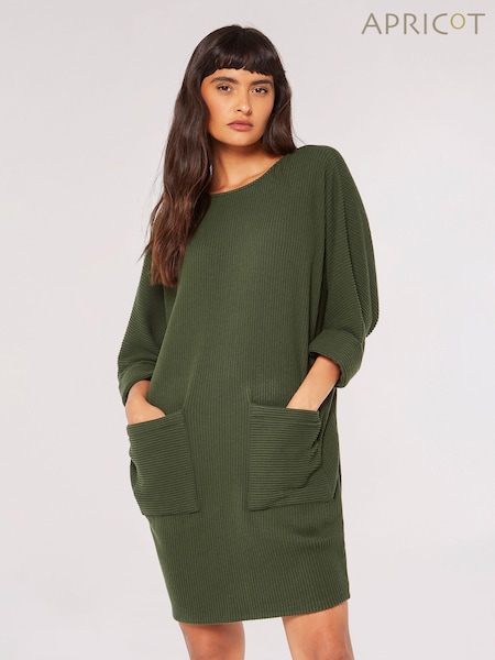 Apricot Green Contrast Rib Cocoon Dress (N64146) | £35