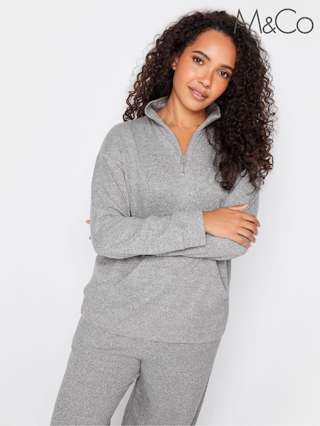 M&Co Grey Soft Touch Zip Top (N64268) | £27