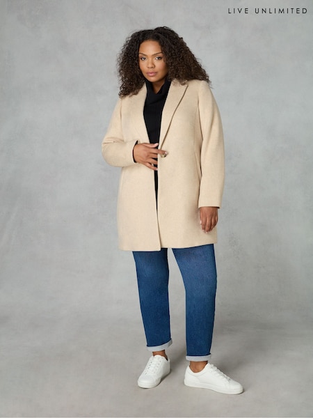 Live Unlimited Natural Curve Wool Blend Short Tailored Coat (N64521) | £179