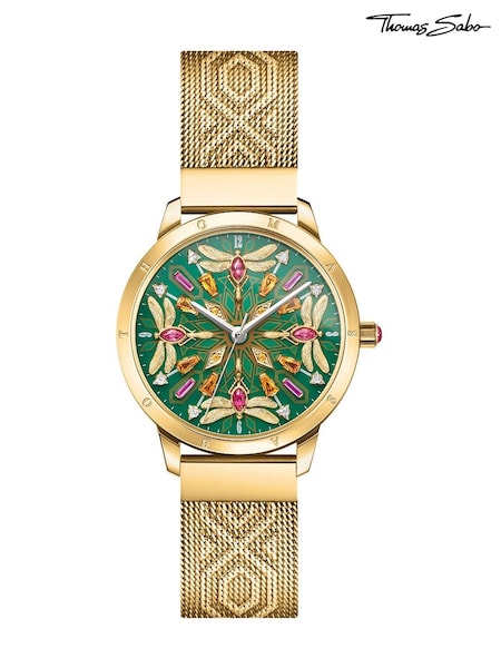 Thomas Sabo Green Glam & Soul Kaleidoscope Dragonfly Watch (N64691) | £410