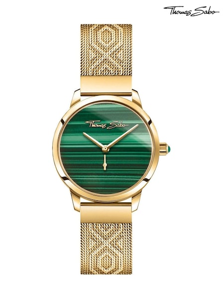 Thomas Sabo Green Glam & Soul Malachite Stone Watch (N64692) | £325