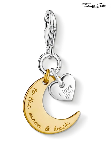 Thomas Sabo Gold Love Message Charm Moon & Heart Bracelet (N64825) | £45