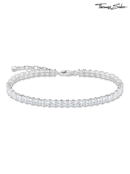 Thomas Sabo White Timeless Princess Cut Tennis Bracelet (N64915) | £270