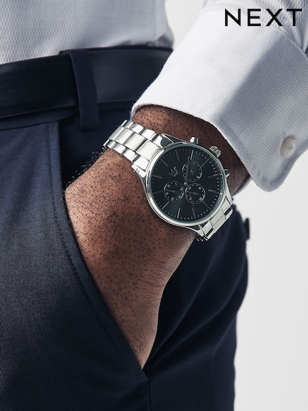 Silver Tone Pattern Bracelet Watch (N64961) | £50