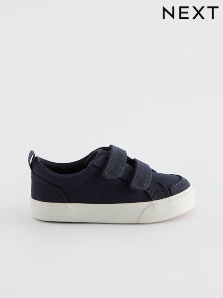 Navy Canvas Standard Fit (F) Two Strap Touch Fastening Trainers (N65014) | £15 - £19