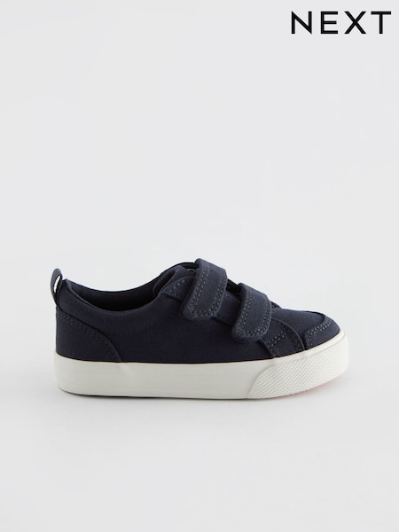 Navy Canvas Wide Fit (G) Two Strap Touch Fastening Trainers (N65015) | £15 - £19