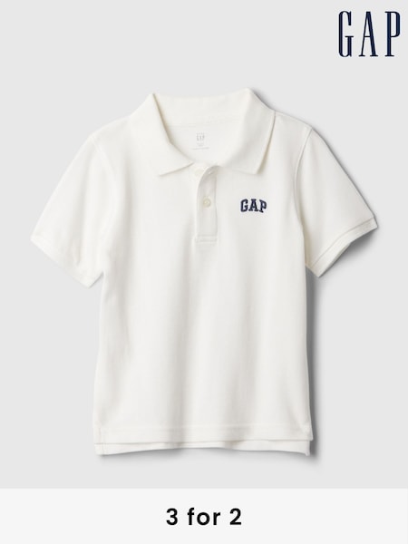 Gap White Logo Pique Short Sleeve Polo Shirt (Newborn-5yrs) (N66327) | £10