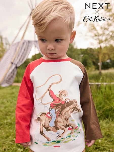 Ecru White Cath Kidston Cowboy Long Sleeve T-Shirt (3mths-7yrs) (N66331) | £9 - £11