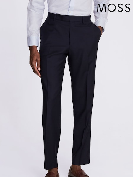 MOSS Blue Regular Fit Twill Trousers (N66672) | £130