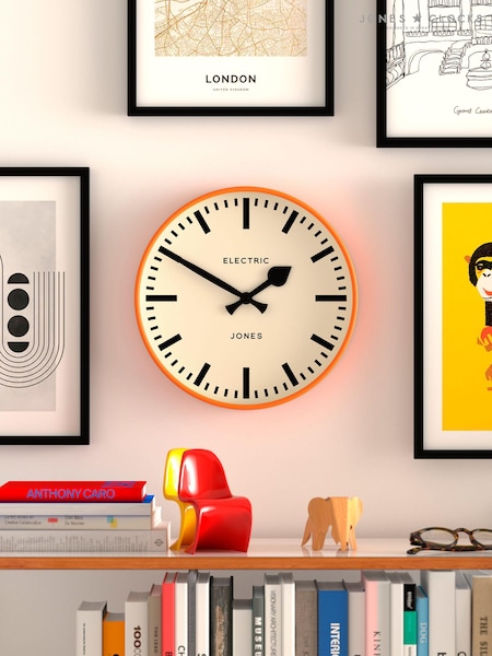 Jones Clocks Fizzy Orange Railway Wall Clock (N66759) | £30