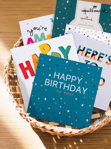 Hallmark Blue 10 Pack Birthday Cards In Type -Tastic Designs (N66870) | £8.50