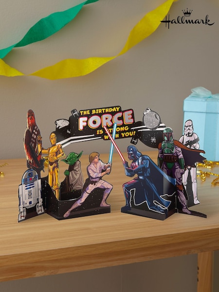 Hallmark Blue Birthday Card 3D Pop Up Star Wars Scene Design (N66896) | £6