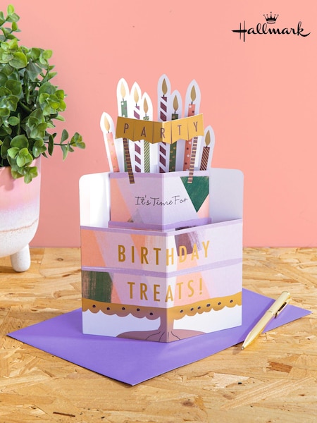 Hallmark Gold Birthday Card 3D Pop Up Cake & Candles Design (N66905) | £4.50
