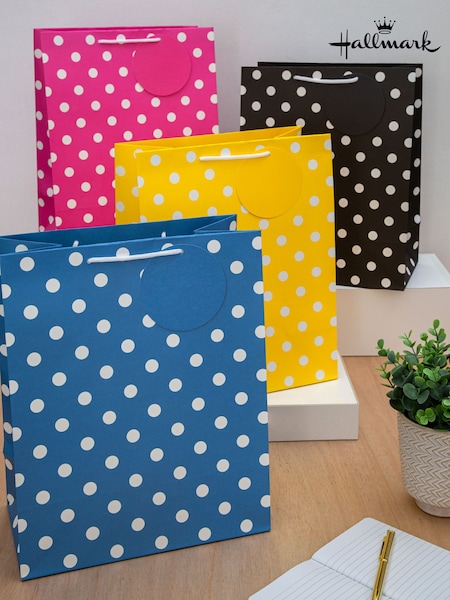 Hallmark Pink Set of 4 Large Gift Bags In Polka Dot Designs (N66923) | £8.50