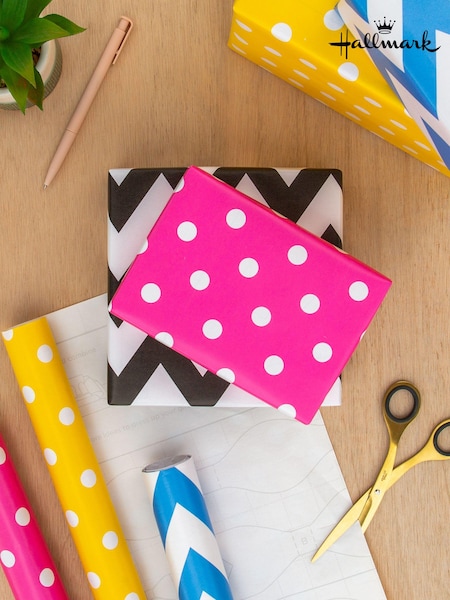 Hallmark Multicoloured Spots and Stripes Wrapping Paper 6 Rolls x 2M (N66939) | £15