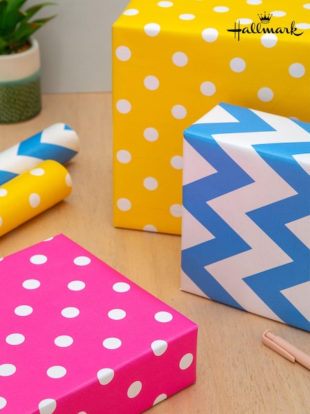 Hallmark Multicoloured Spots and Stripes Wrapping Paper 3 Rolls x 2M (N66942) | £8.50