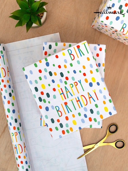 Hallmark White 6M Pack of 3 Birthday Wrapping Paper (N66960) | £8.50