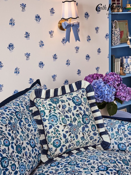 Cath Kidston Strawberry Garden Navy Strawberry Garden Polyfilled 100% Cotton Cushion (N67405) | £40