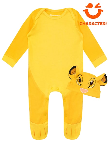Character Yellow Baby Lion King 100% Cotton Sleepsuit and Hat Set (N67523) | £20