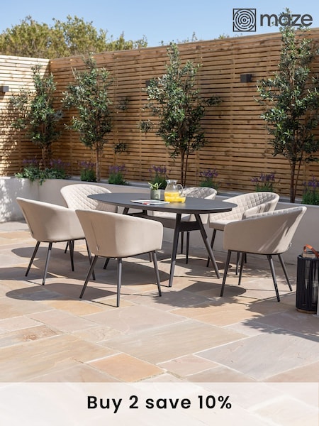 Maze Oatmeal Garden Ambition 6 Seat Oval Dining Set (N68144) | £1,846