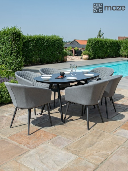 Maze Flanelle Garden Ambition 6 Seat Oval Dining Set (N68216) | £1,846