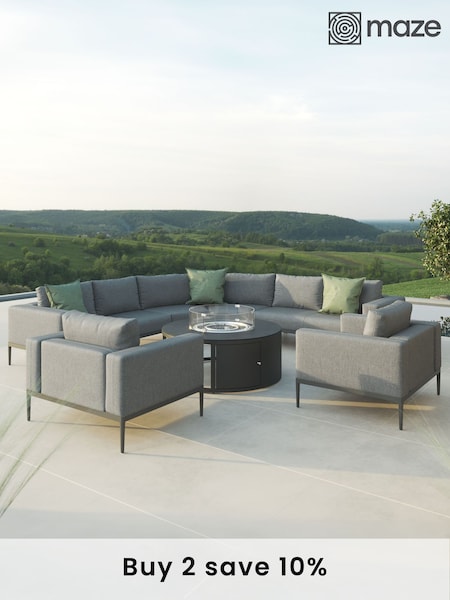 Maze Flanelle Eve Garden Grande Corner Sofa Group with Round Fire Pit (N68234) | £4,799