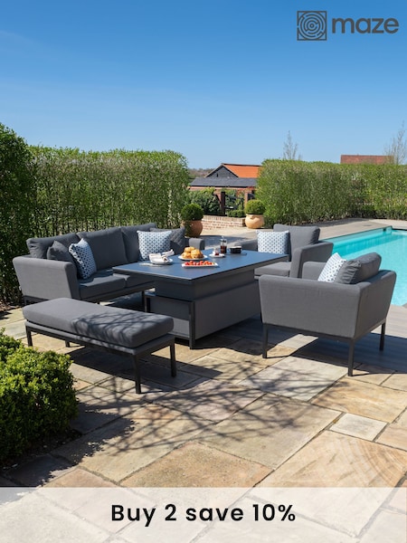 Maze Dark Grey Pulse Garden 3 Seat Sofa Dining Set with Rising Table (N68236) | £2,671