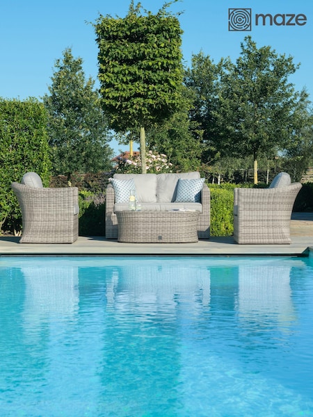 Maze Light Grey Garden Oxford Rattan 2 Seat Sofa Set (N68250) | £1,366