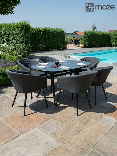 Maze Charcoal Garden Ambition 6 Seat Oval Dining Set (N68261) | £1,846