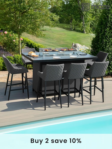 Maze Flanelle Garden Regal 8 Seat Rectangular Fire Pit Bar Set (N68266) | £3,700