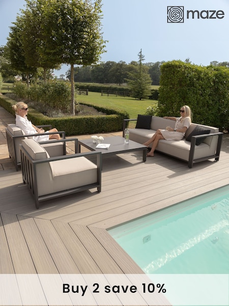 Maze Oatmeal Ibiza 3 Seat Garden Sofa Set With Square Coffee Table (N68271) | £2,862