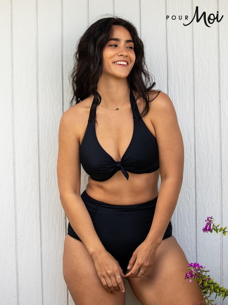 Pour Moi Black High Waist Space Bikini Bottoms (N68690) | £22