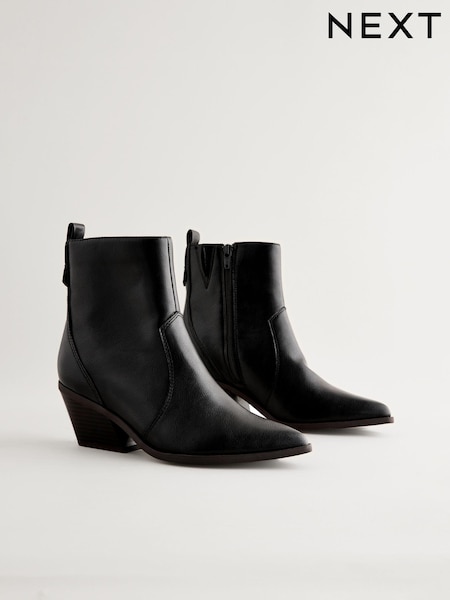 Black Tumbled Extra Wide Fit Forever Comfort® Cowboy Ankle Boots (N69934) | £40